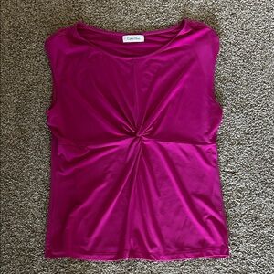 Calvin Klein Fuchsia Twist-Front Sleeveless Tank